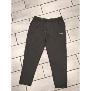 Puma Mens Training Pants Black Elastic Logo Waistband Tapered Joggers XL‎